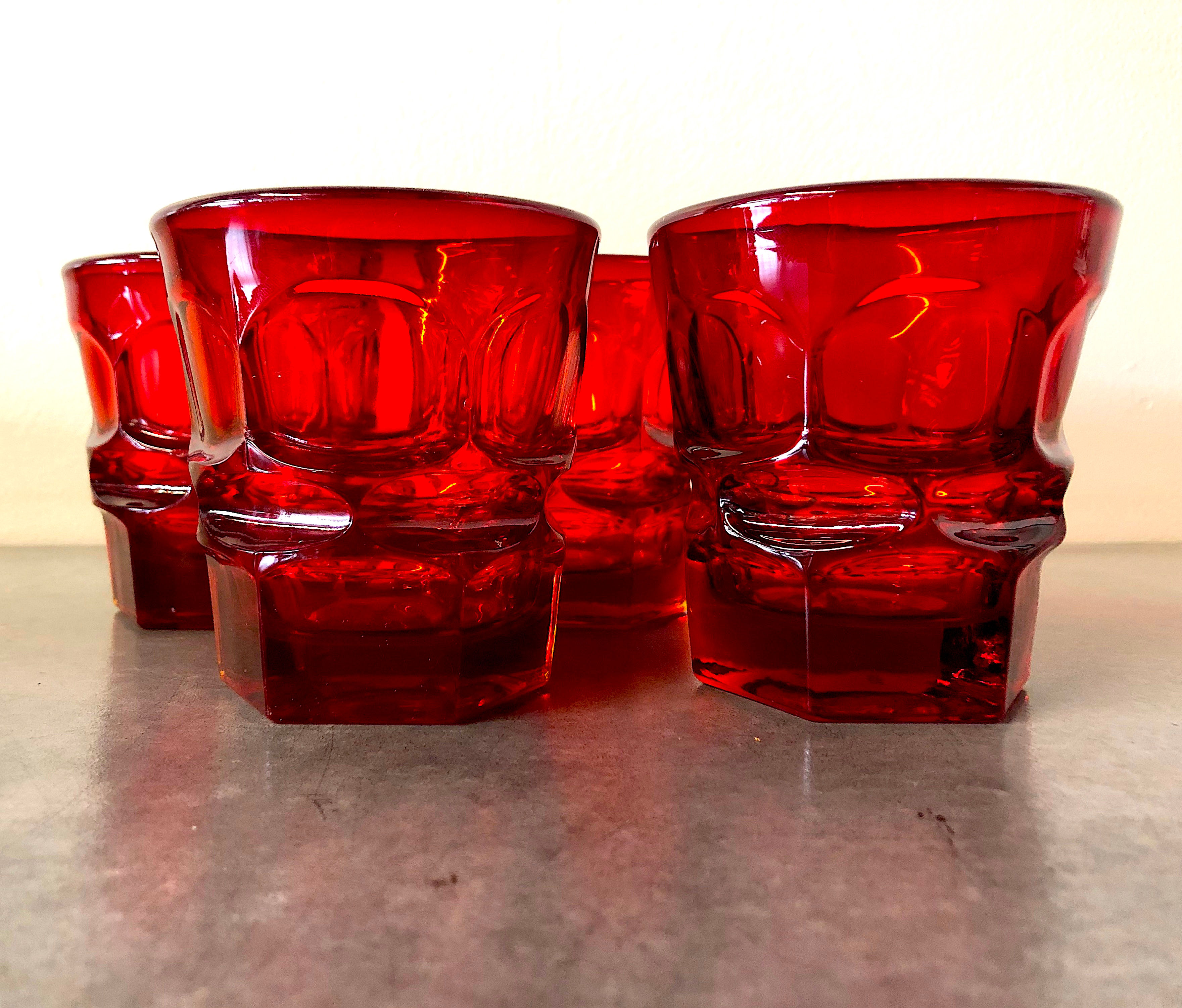 SOLD: Fostoria Argus Ruby Old Fashioned Tumbler - Set of Four