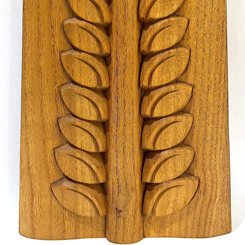 Thumbnail: Mid Century Modern Folk Art Carved Wooden Wall Plaque With Latvian Amber Inset