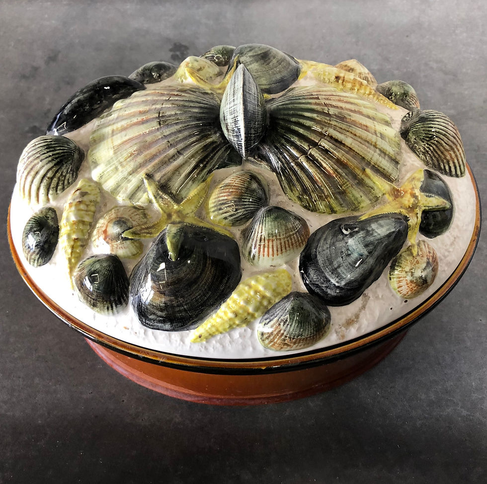 Thumbnail: SOLD: Mid-Century Majolica Shellfish Tureen by Secla Portugal
