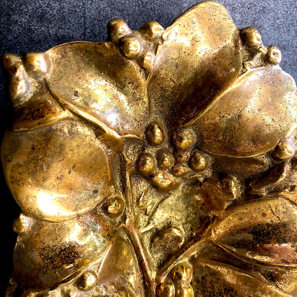 Thumbnail: SOLD: Brass Mistletoe Leaf Dish Circa 1956 - Hand Cast