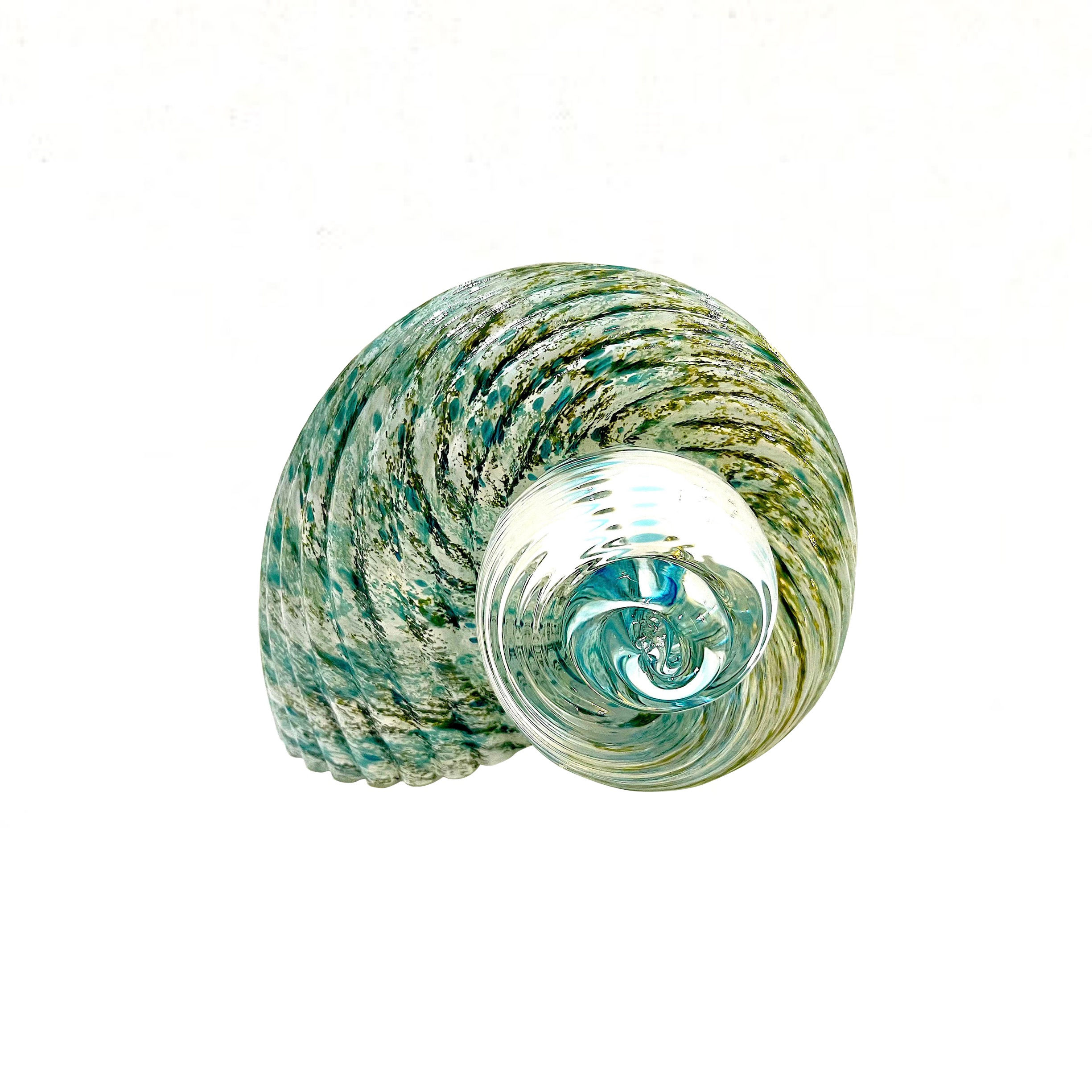 1980s Blown Glass Nautilus Shell Paperweight by Michelle Kaptur