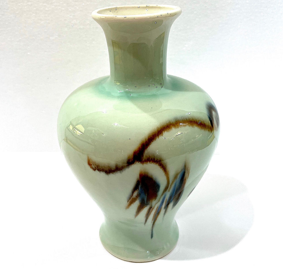 Thumbnail: Mid-Century Modern Vontury Hand-Decorated Porcelain Studio Vase