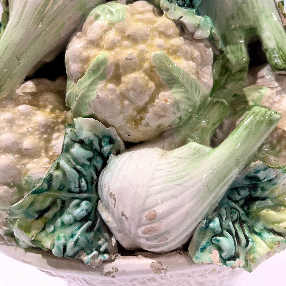 Thumbnail: SOLD: Italian Faience Majolica Centerpiece - Cauliflower & Fennel