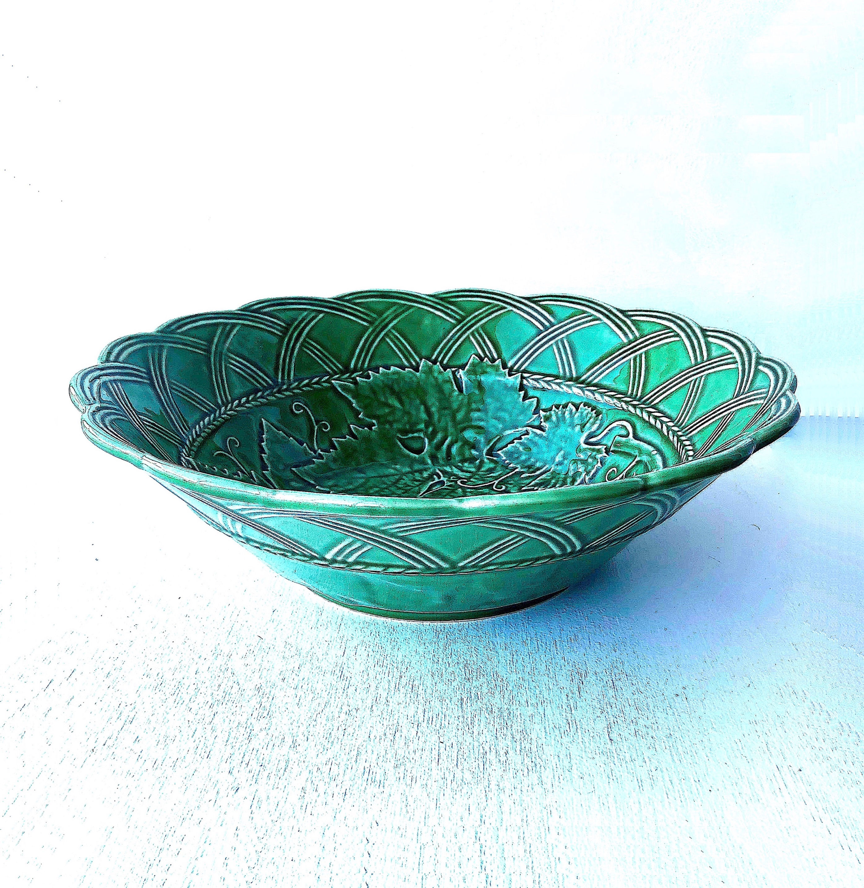 SOLD: Late 20th Century Bordallo Pinheiro Large Serving Bowl