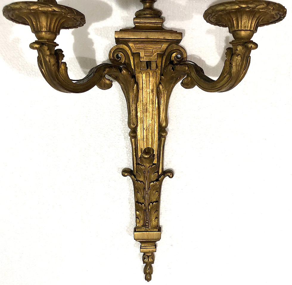 Thumbnail: SOLD: Early 20th Century French Gilt Bronze Neoclassical Sconces - Pair