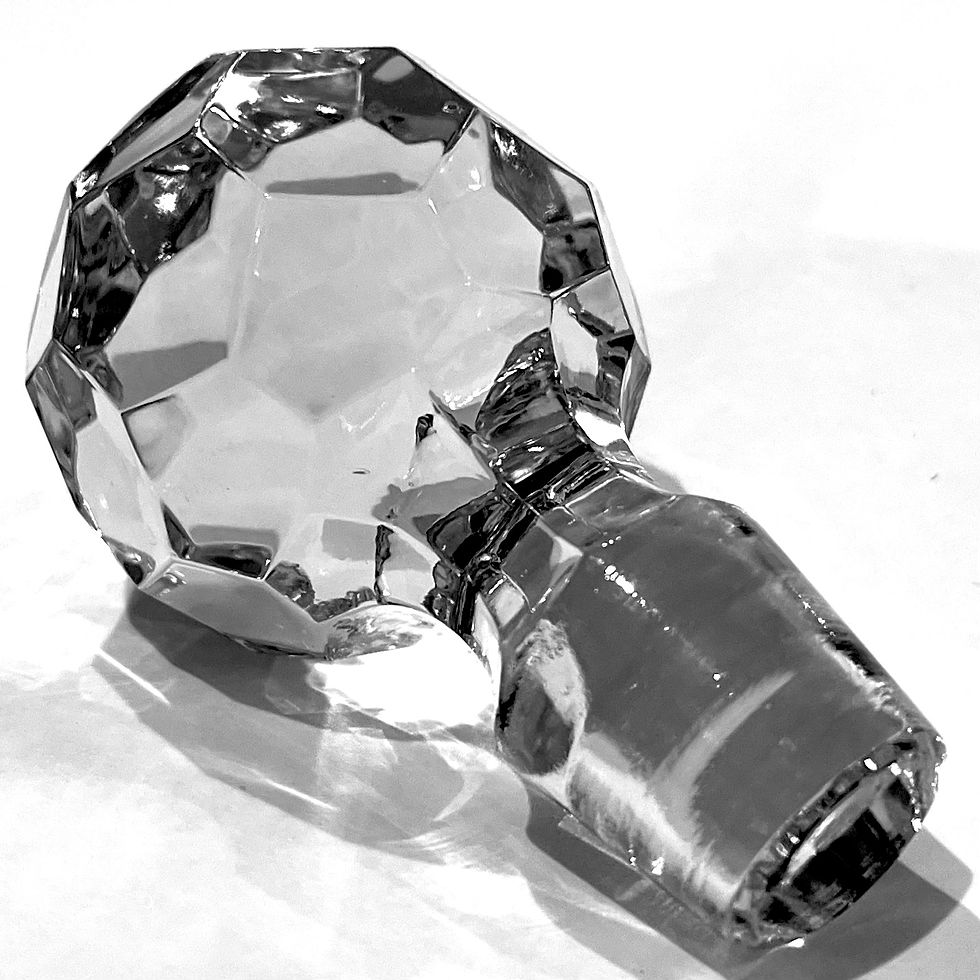 Thumbnail: Vintage Square Body Cut Lead Crystal Decanter - Faceted Stopper