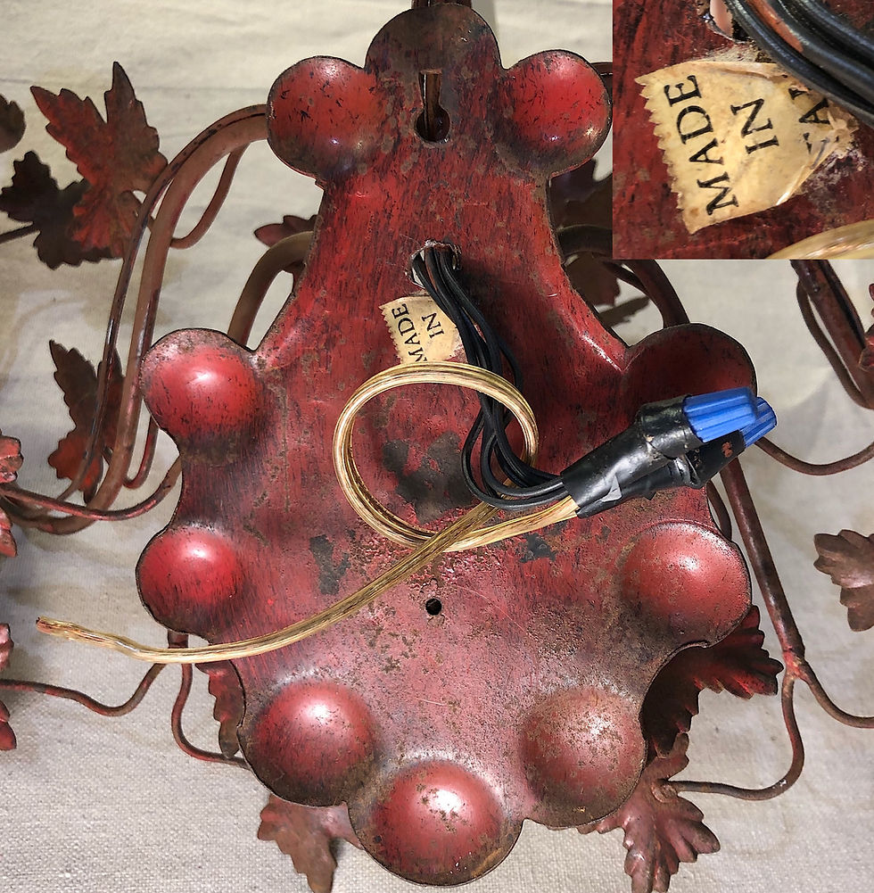 Thumbnail: SOLD: Vintage Italian Tole Ivy 3 Arm Sconces - Pair