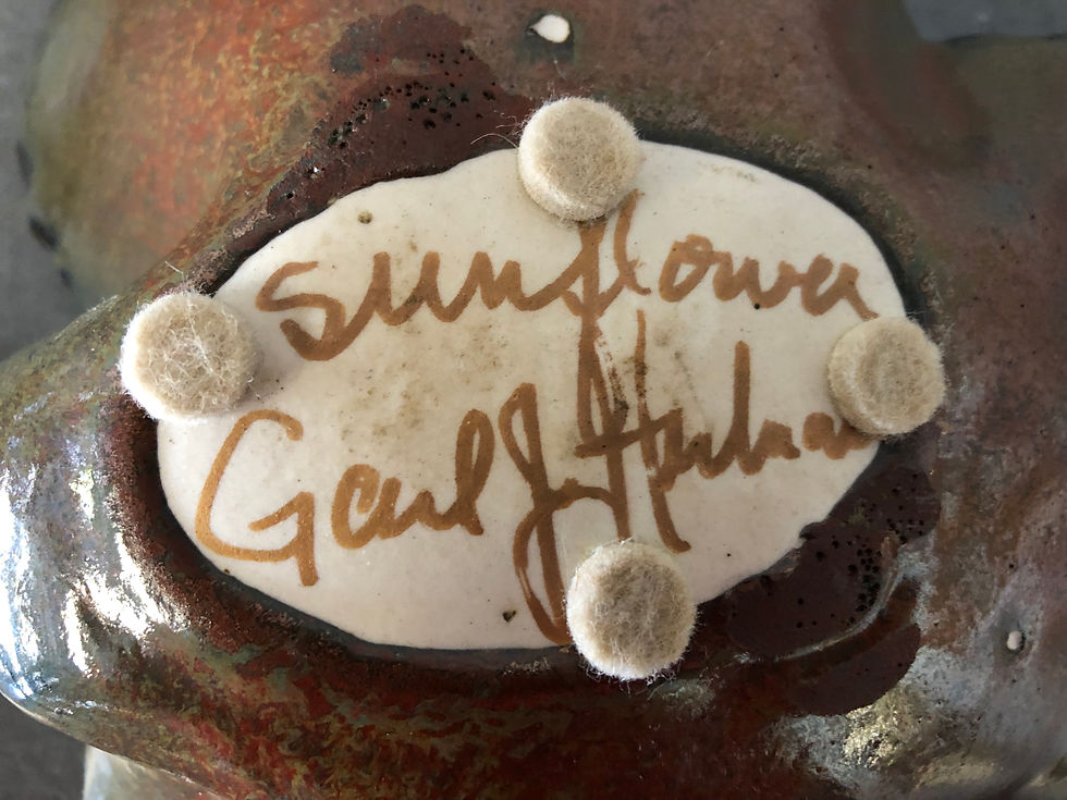 Thumbnail: SOLD: Art Pottery Dish - Sunflower Leaf by Gail J. Heilmann