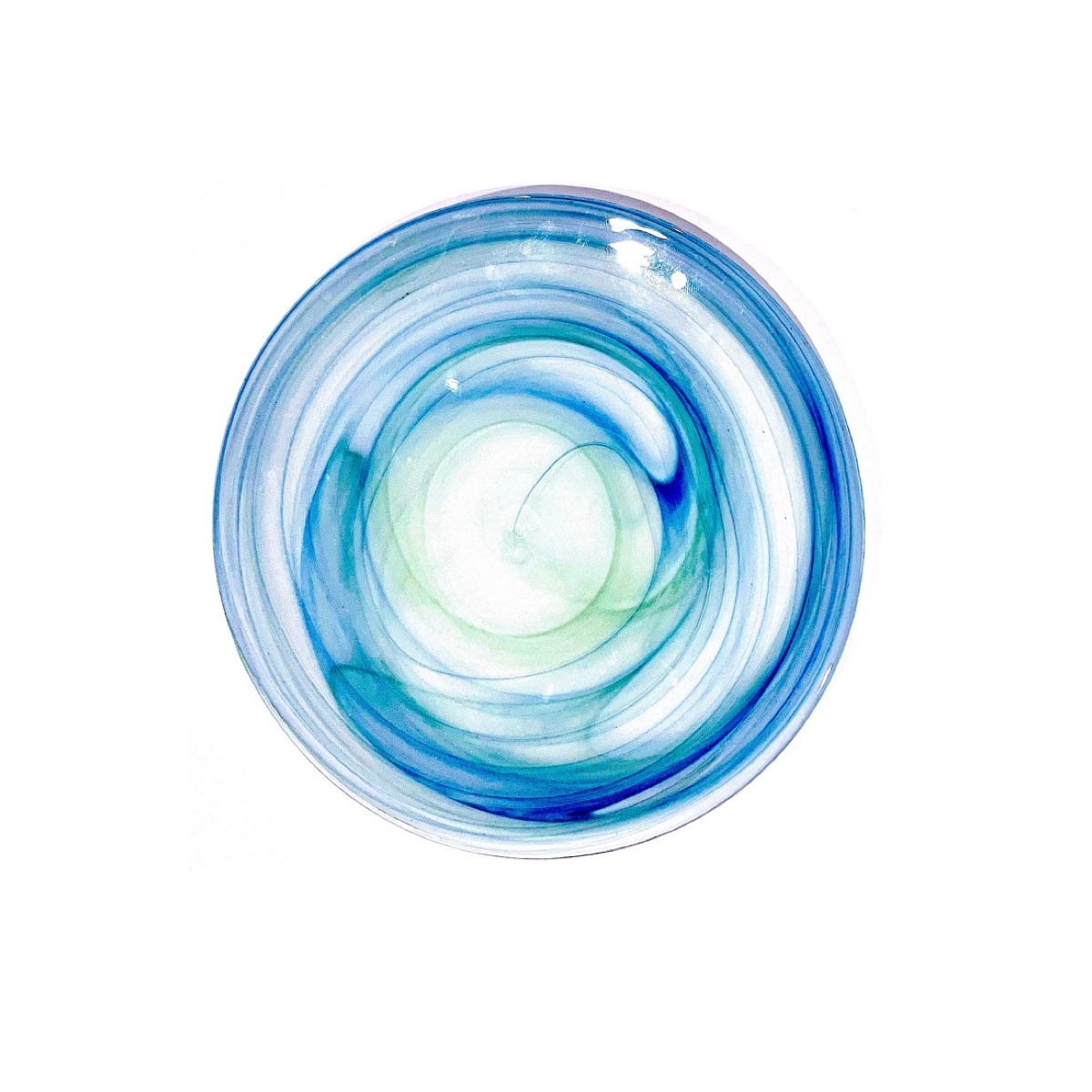 Blue and Green Blown Art Glass Plate