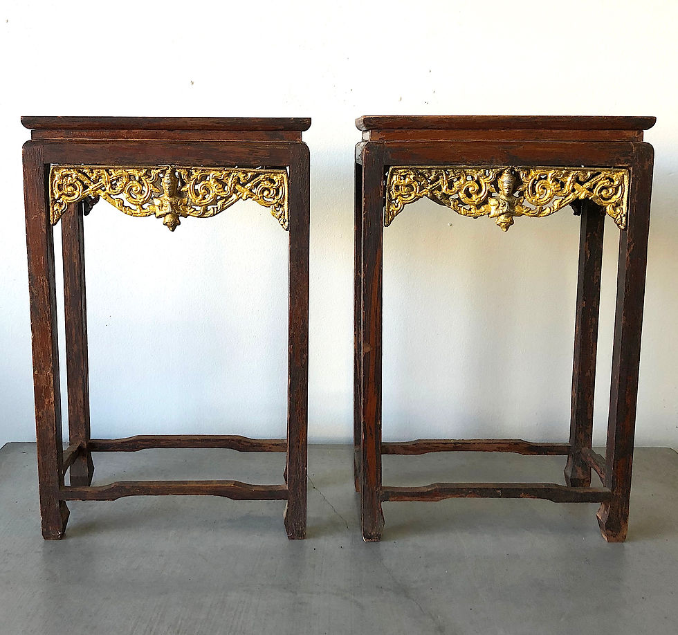 Thumbnail: SOLD: Antique Asian Buddhist Temple Altar Tables - Pair