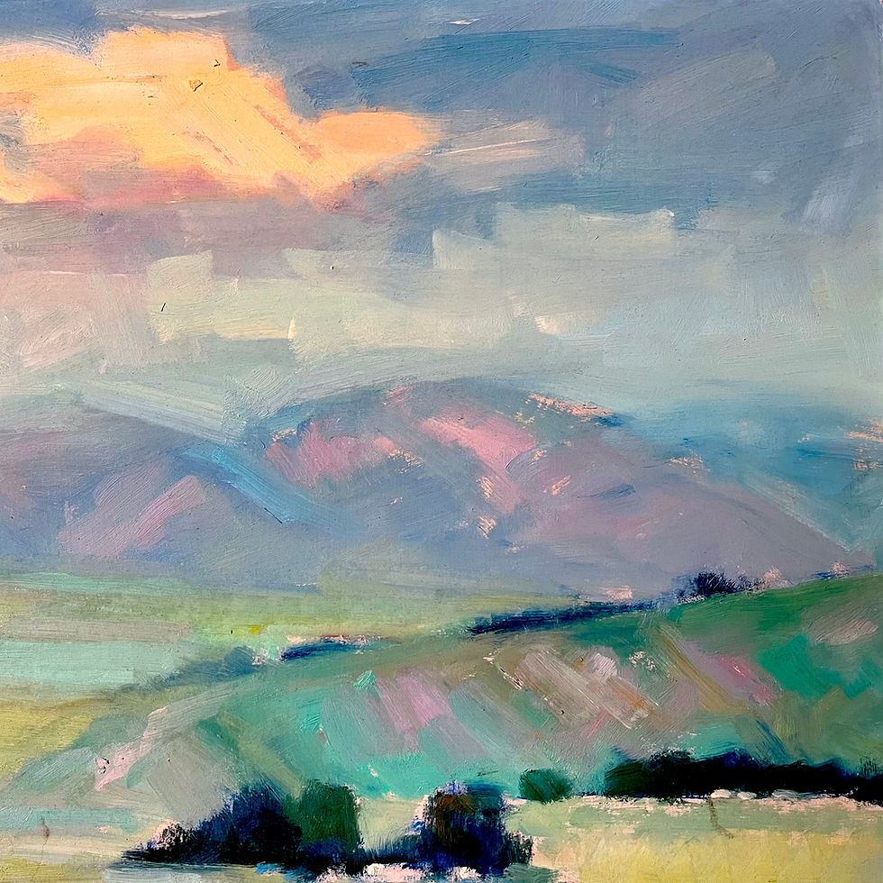 Thumbnail: South Pasadena San Gabriel Mountains Plein Air Painting by Paul Casebeer, 1980's