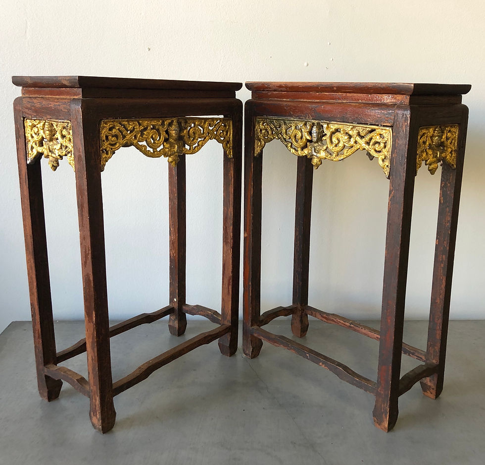 Thumbnail: SOLD: Antique Asian Buddhist Temple Altar Tables - Pair