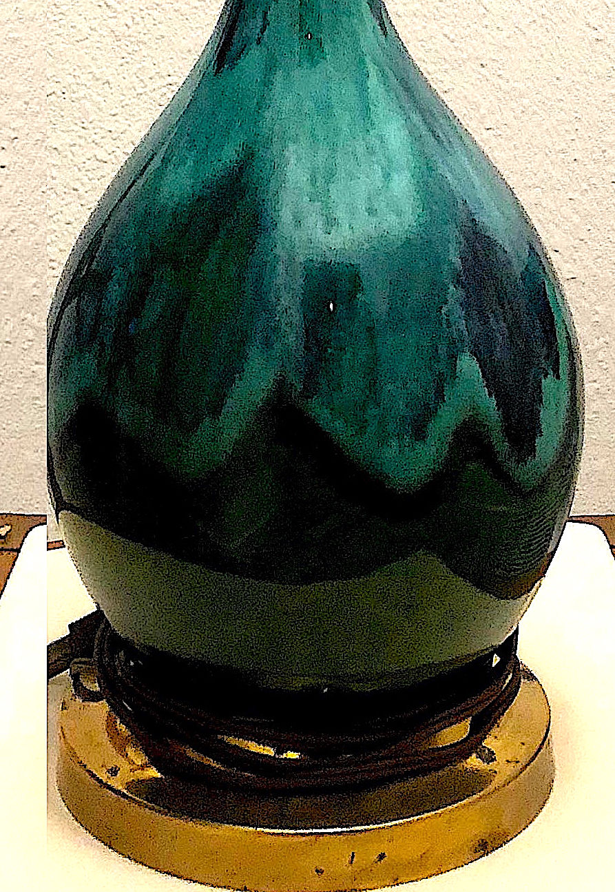 Thumbnail: SOLD: Teal/Green Drip Glaze Lamp