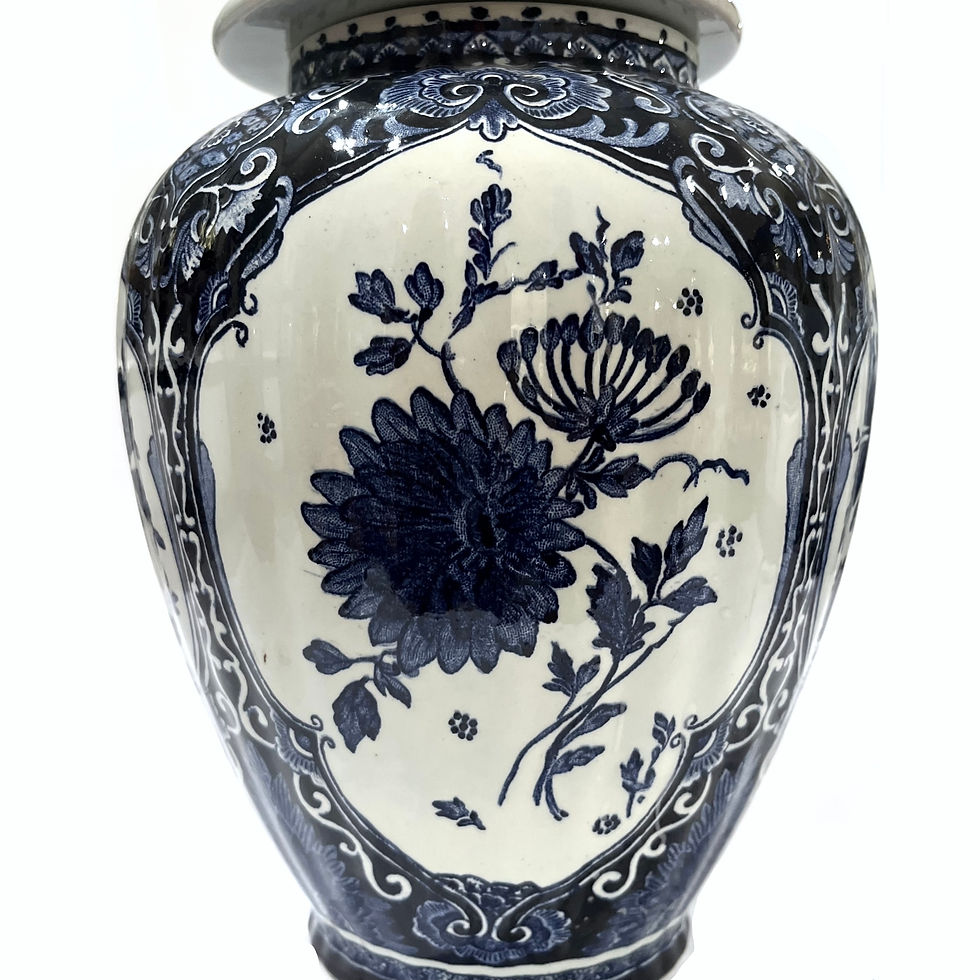 Thumbnail: 1960's Chinoiserie Delft Ginger Jar - Royal Sphinx Holland by Boch