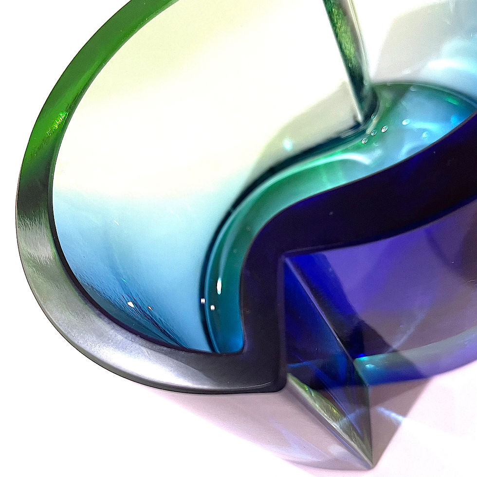 Thumbnail: SOLD: Mid 20th Century Modern Blue to Green Gradated Glass Vase