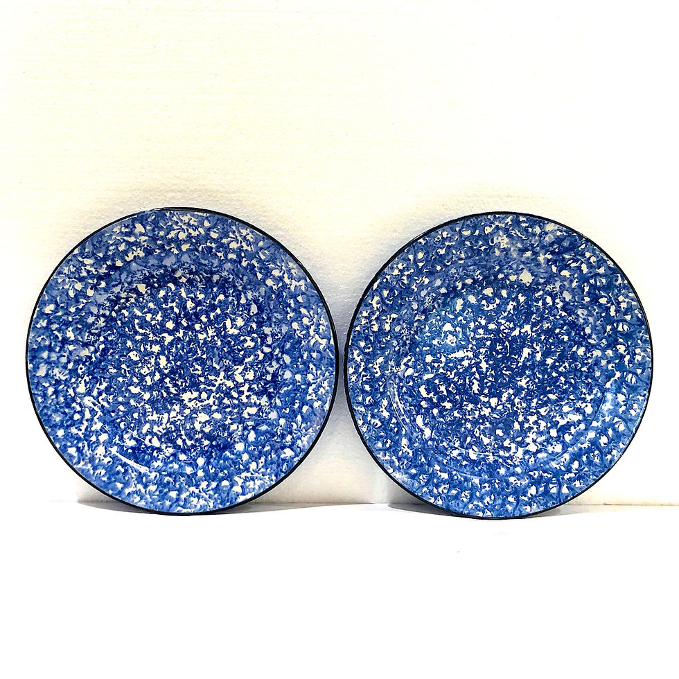 Thumbnail: SOLD: 1970s Stangl Blue Spongeware Dinner Plates - Set of 10