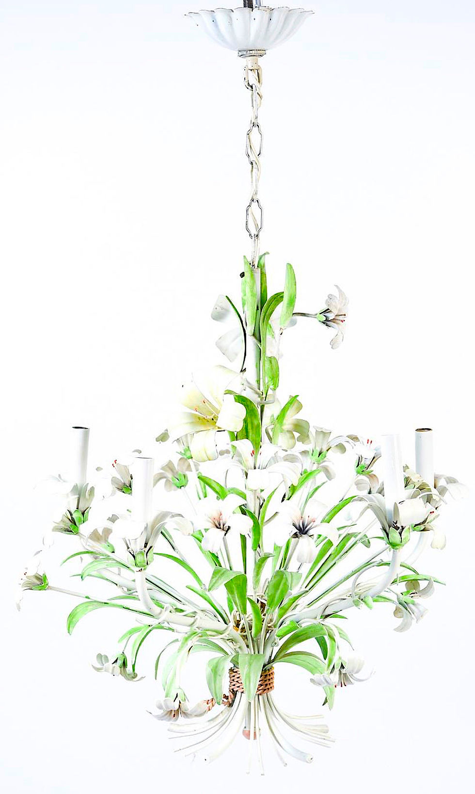 Thumbnail: SOLD! Italian Tole Lily Chandelier