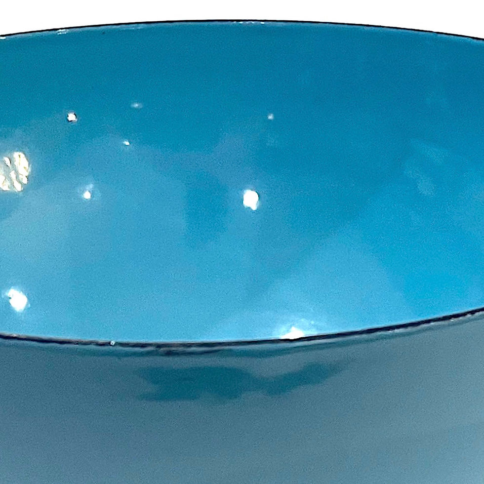 Thumbnail: Finel Mid-Century-Modern Turquoise Enamelware Bowl by Kay Franck