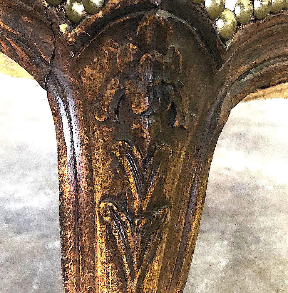 Thumbnail: SOLD: Louis XV Carved Beech Fauteuil with Graphic Upholstery