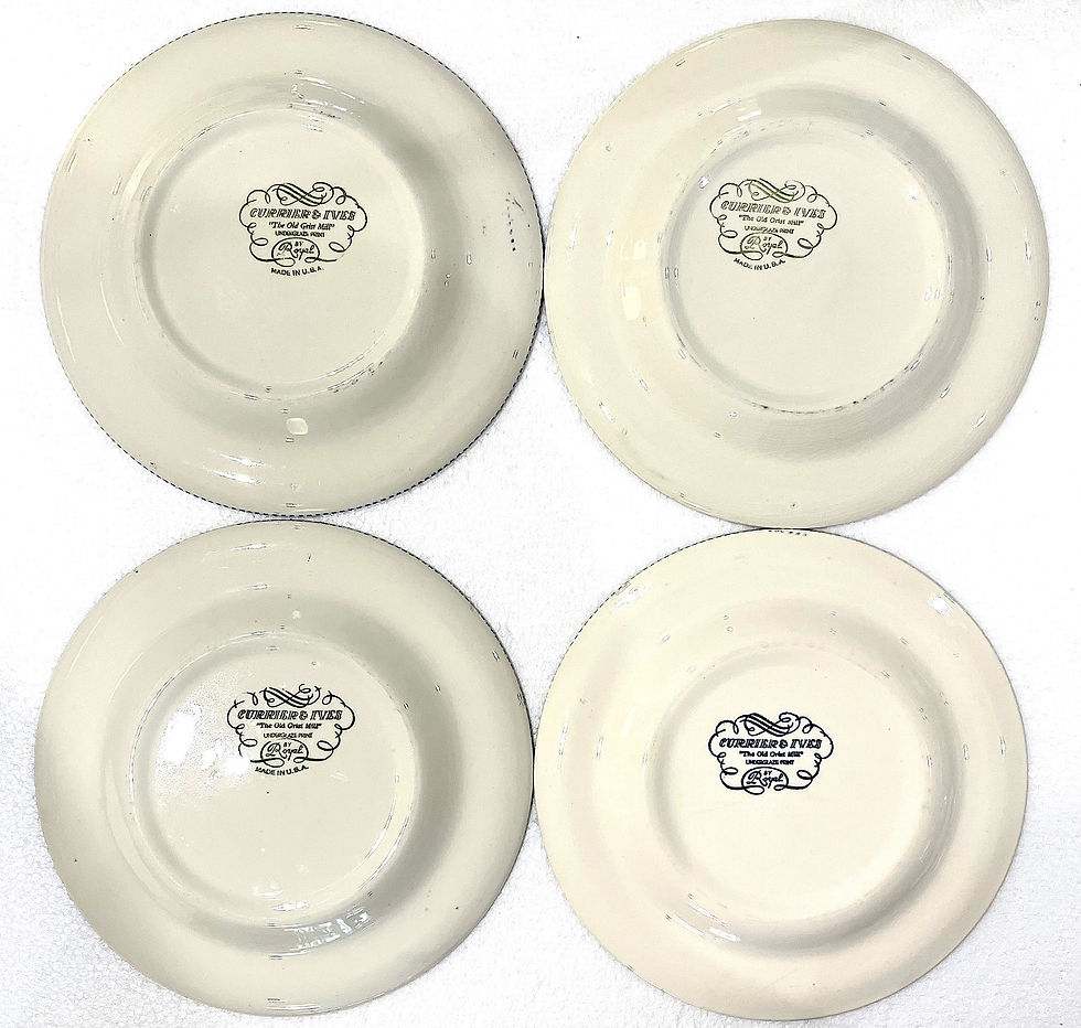 Thumbnail: SOLD: 1950s Blue Transfer-Ware Currier & Ives - Set of 12 Dinner Plates