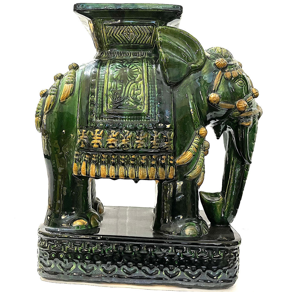 Thumbnail: SOLD: Large Pair Chinese Ceramic Elephant Garden Stools