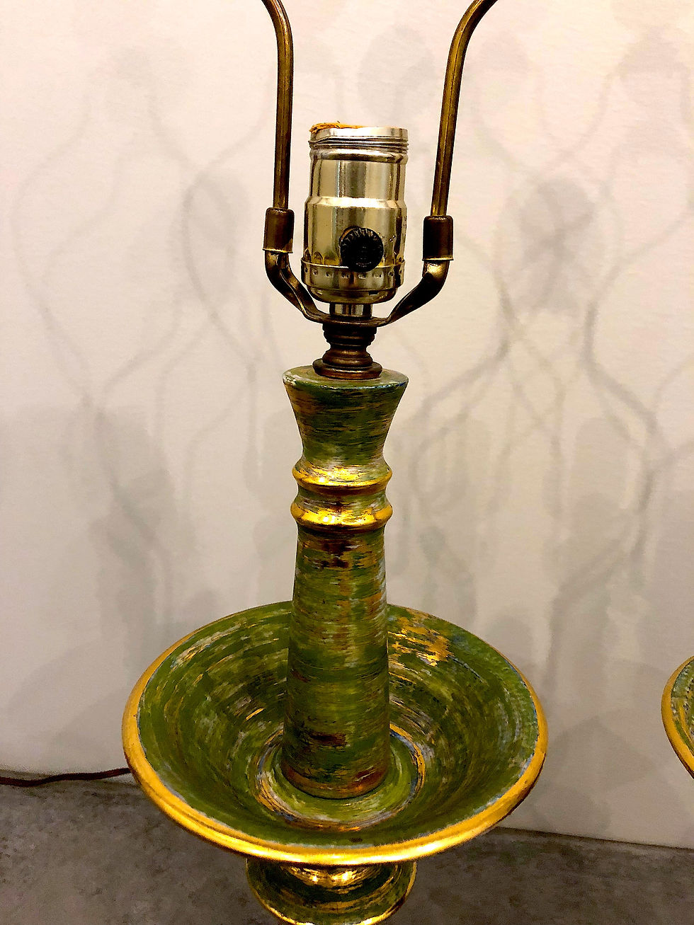 Thumbnail: SOLD: Mid-Century Brush Glazed Ceramic Lamps - PAIR