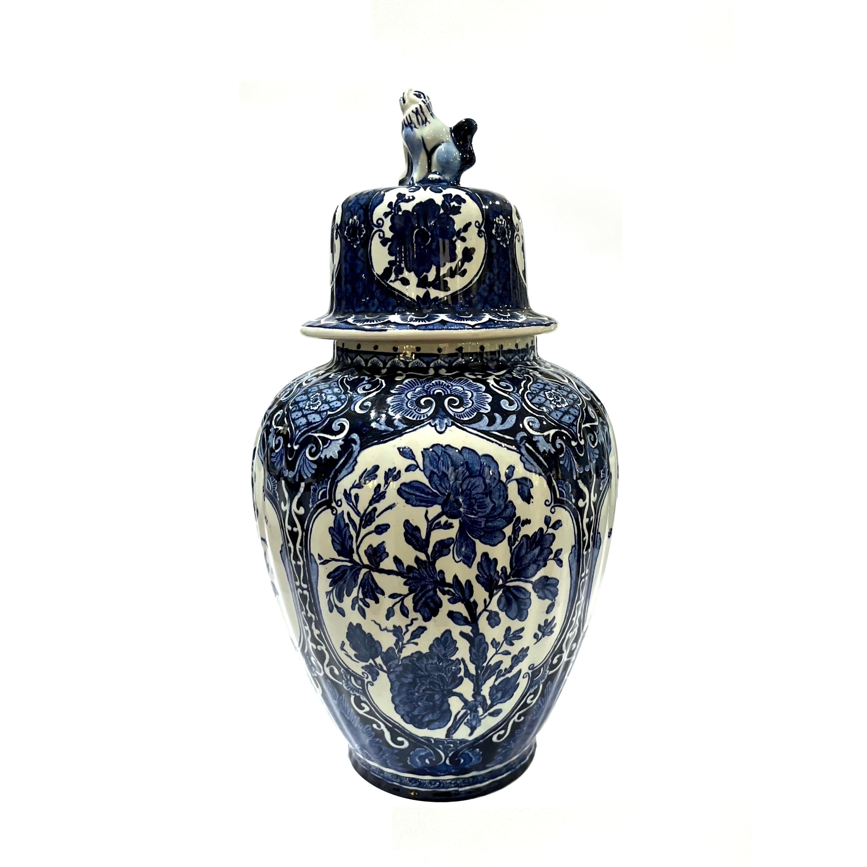 1960's Chinoiserie Delft Ginger Jar - Royal Sphinx Holland by Boch