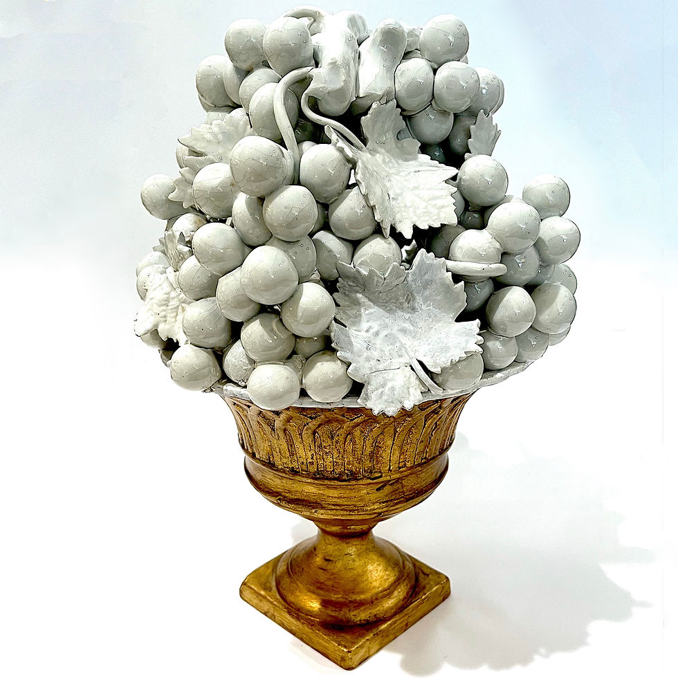 Thumbnail: SOLD: Vintage Italian Faience Majolica Topiary With Blanc De Chine Grapes