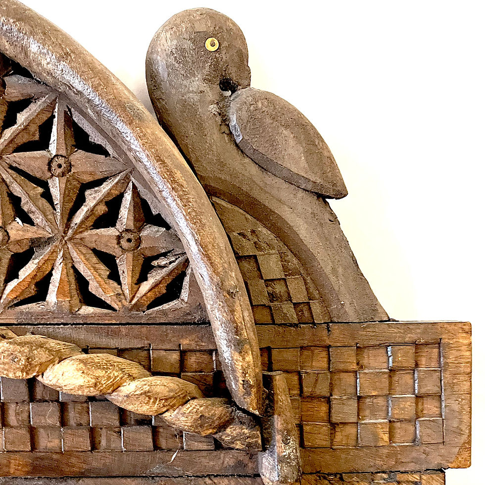 Thumbnail: Moorish Boho Chic Hand-Carved Wooden Wall Mirror