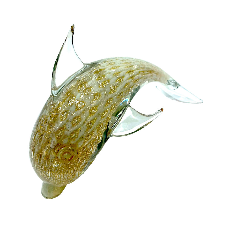 1960's Murano Gold Bullicante Blown Glass Dolphin