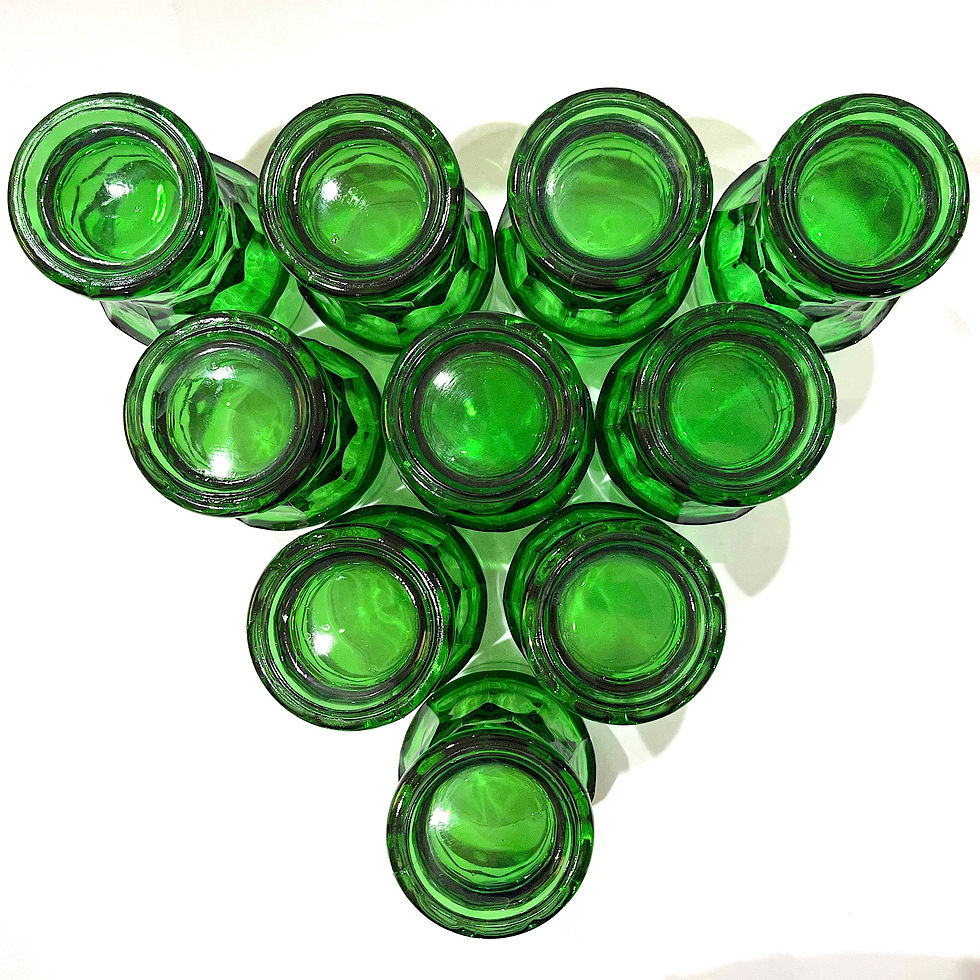 Thumbnail: SOLD: Mid-Century Georgian Honeycomb Emerald Green Glass Tumblers - Set of 10