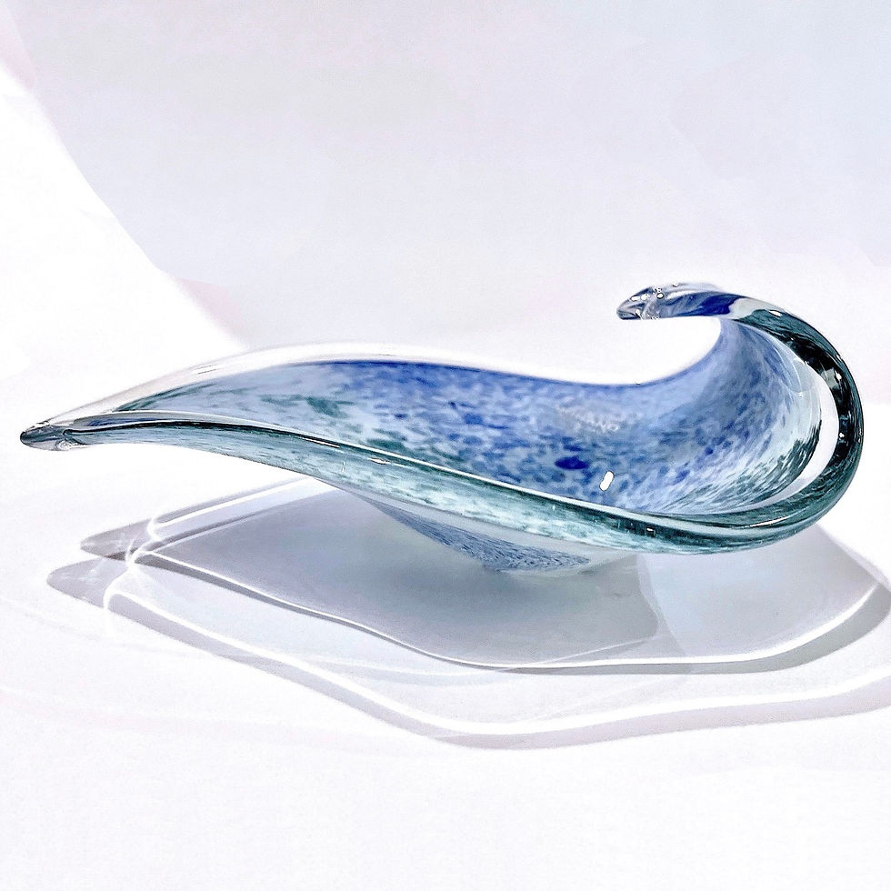 Thumbnail: SOLD: Vintage Blue Murano Glass Leaf Dish