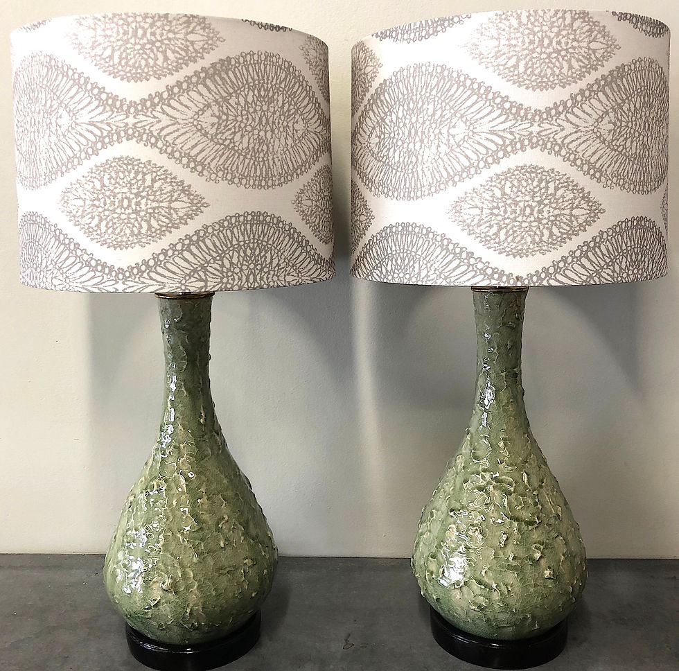 Thumbnail: SOLD: Mid-Century Celadon Crackle Glaze Lamps - Pair