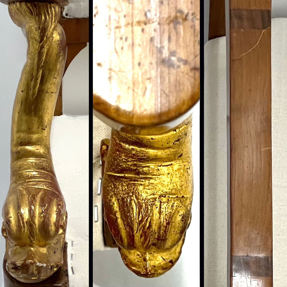 Thumbnail: Early 19th Century Empire Bench - Carved - Gilt Dolphin Arms