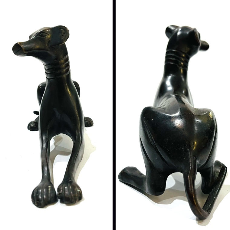 Thumbnail: SOLD: Vintage Art Moderne Bronze Greyhound Whippet Figures - a Pair