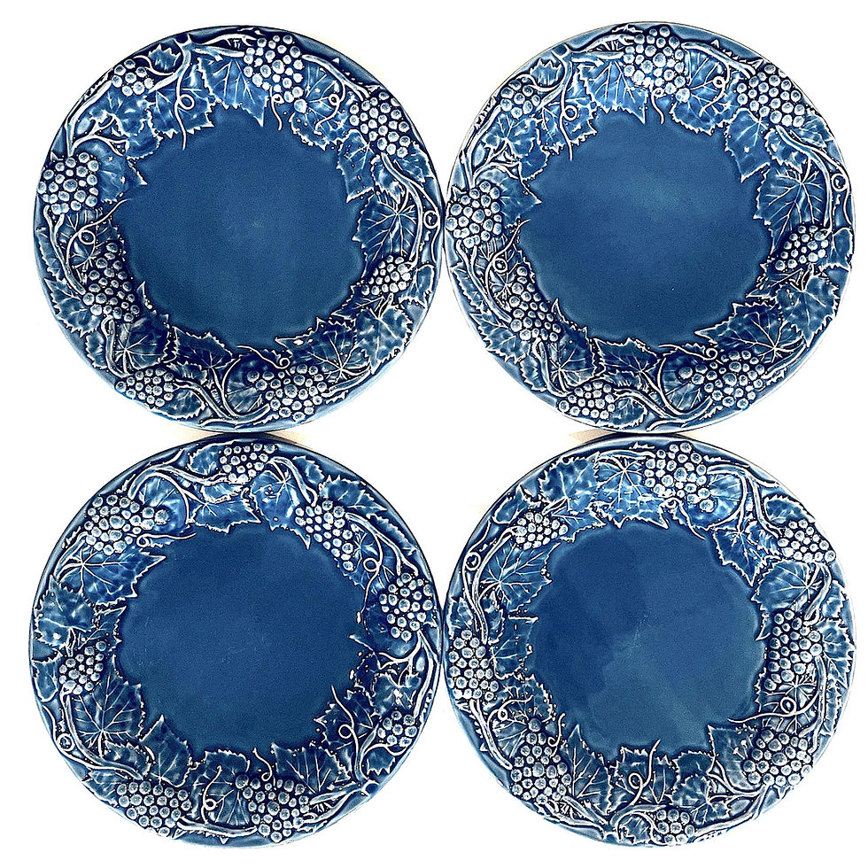 Thumbnail: SOLD: 1990s Bordallo Pinheiro Blue "Grape" Chargers - Set of 10