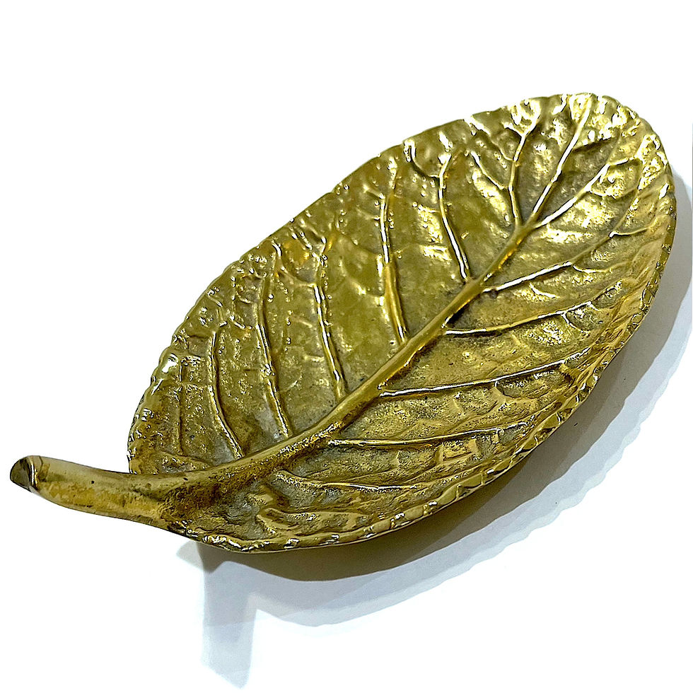 Thumbnail: SOLD: Circa 1948 Virginia Metal Crafters Gloxinia Leaf Dish - Solid Cast Brass