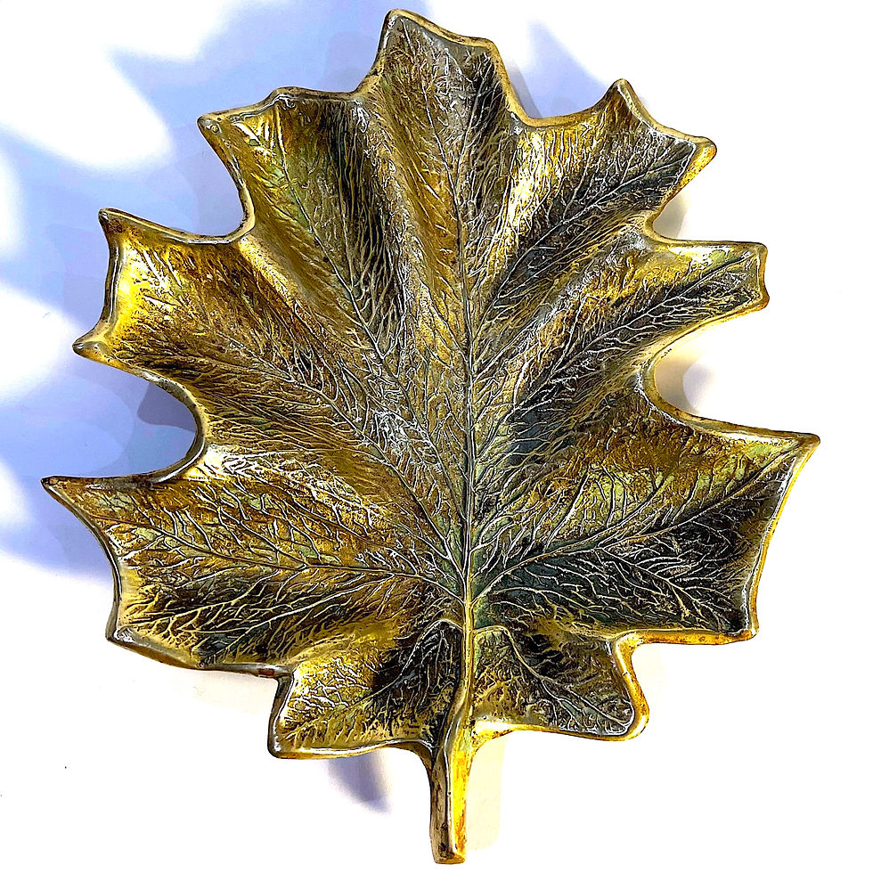 Thumbnail: SOLD: 1950's Solid Cast Brass Maple Leaf Dish by Cambron