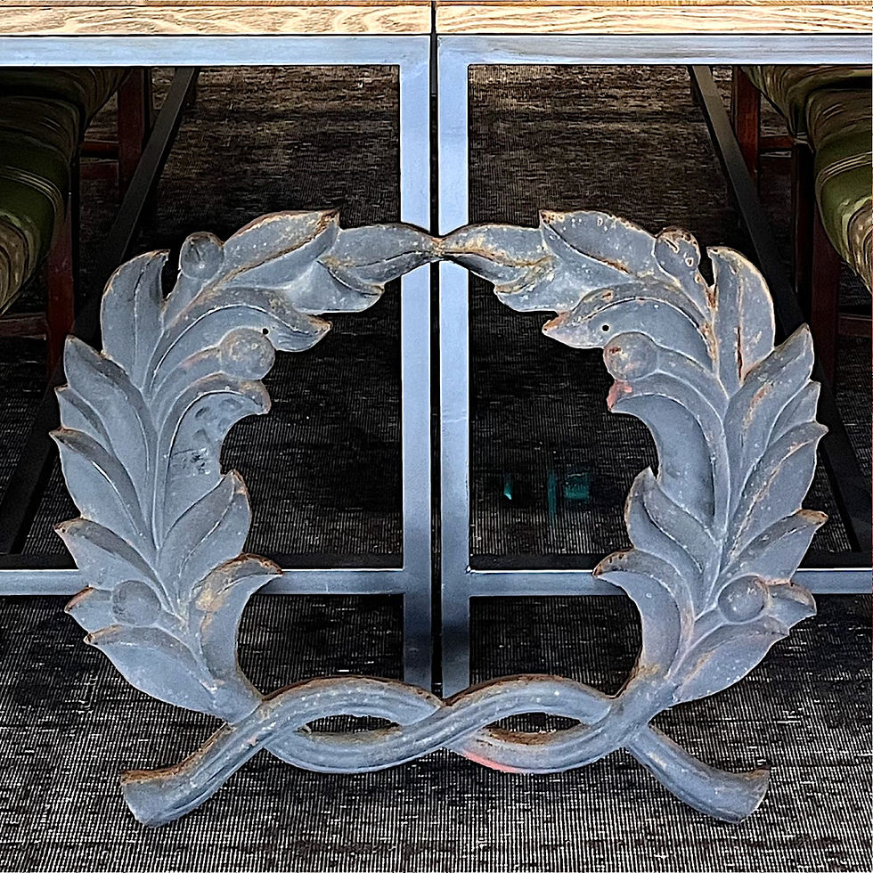 Thumbnail: SOLD: Antique Cast Iron Laurel Wreath Architectural Element