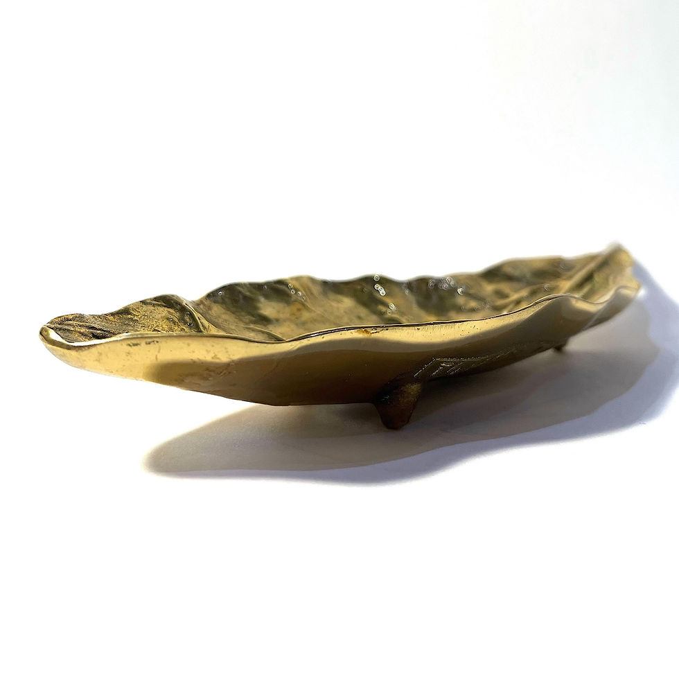 Thumbnail: SOLD: 1963 Tobacco Leaf Dish by Virginia Metalcrafters