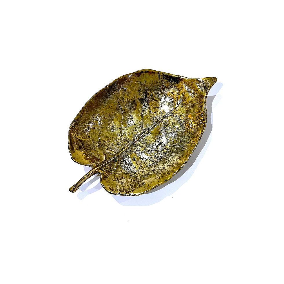 SOLD: Vintage 1951 Solid Cast Brass Linden Leaf Dish by Virginia Metalcrafters