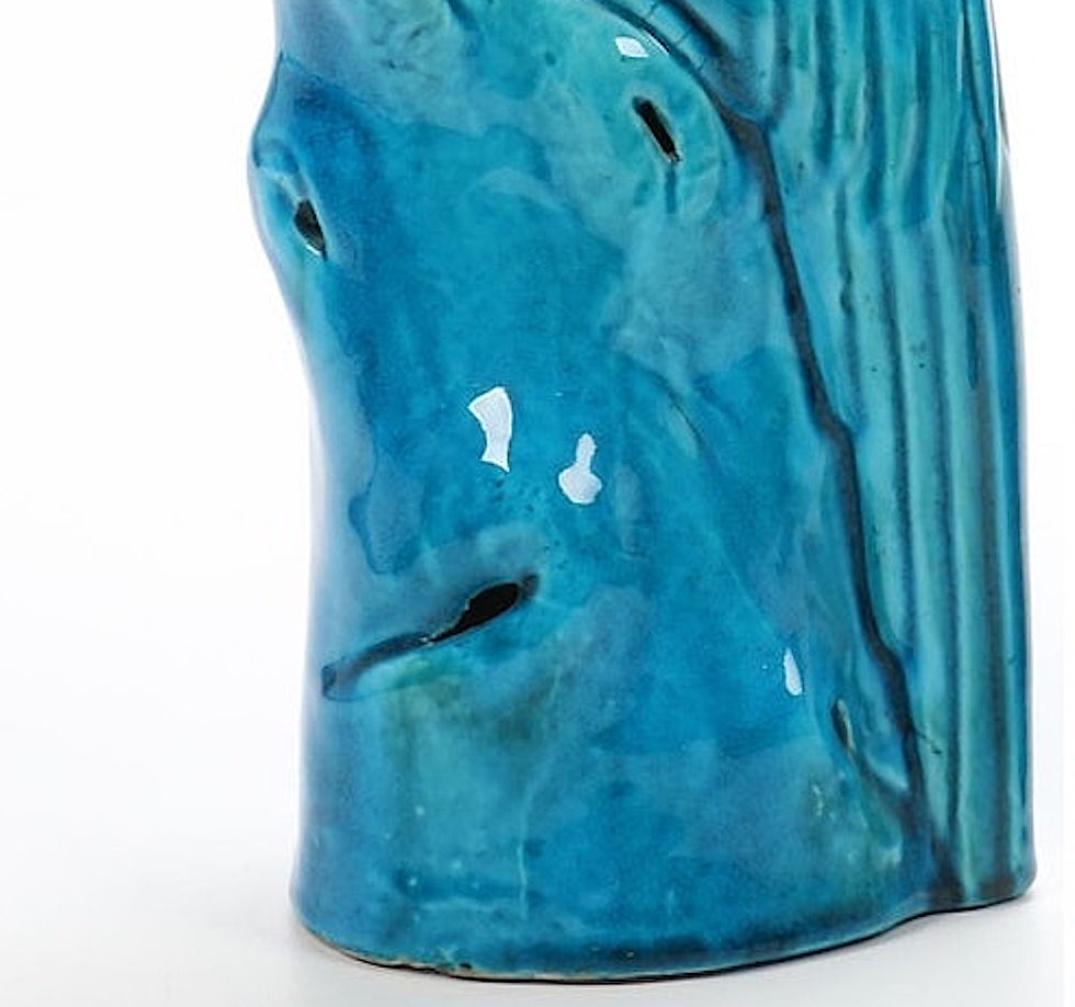 Thumbnail: SOLD: Antique Chinese Turquoise Glazed Porcelain Birds - Pair - XL