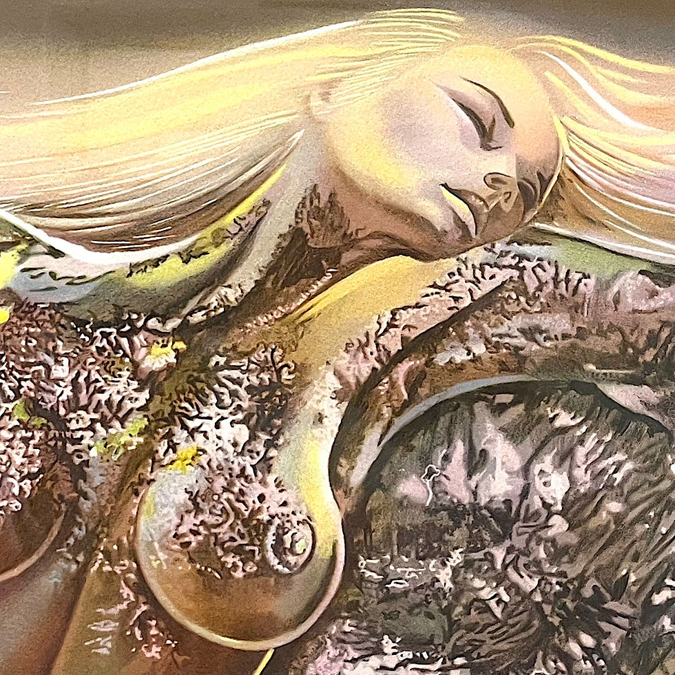 Thumbnail: SOLD: 1990's Surrealistic Lithograph by Pierre Le Colas - Nude With Seagull