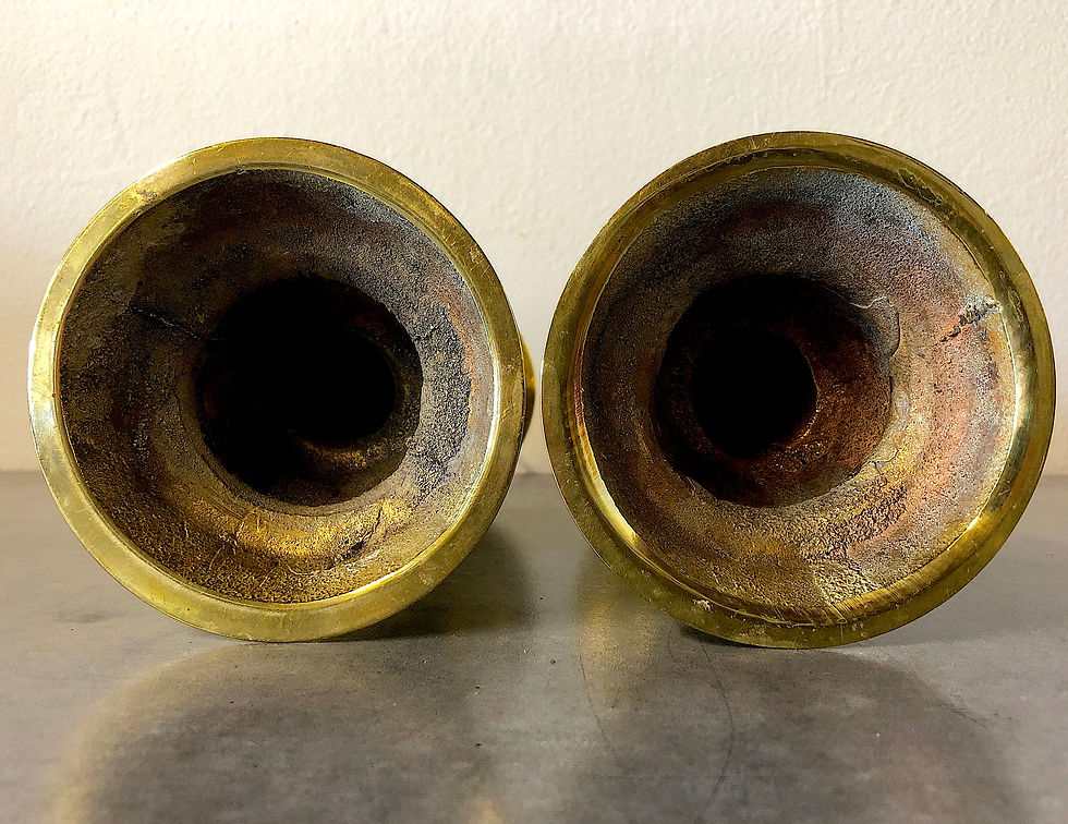 Thumbnail: SOLD: Solid Brass Pricket Candlesticks