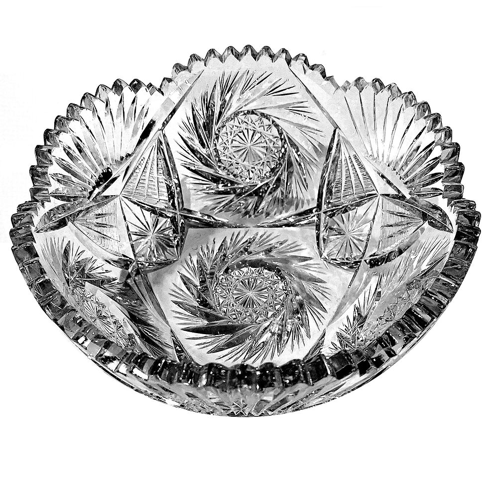 Thumbnail: Early 20th Century American Brilliant Period Cut Crystal Glass Bowl 9" Diameter