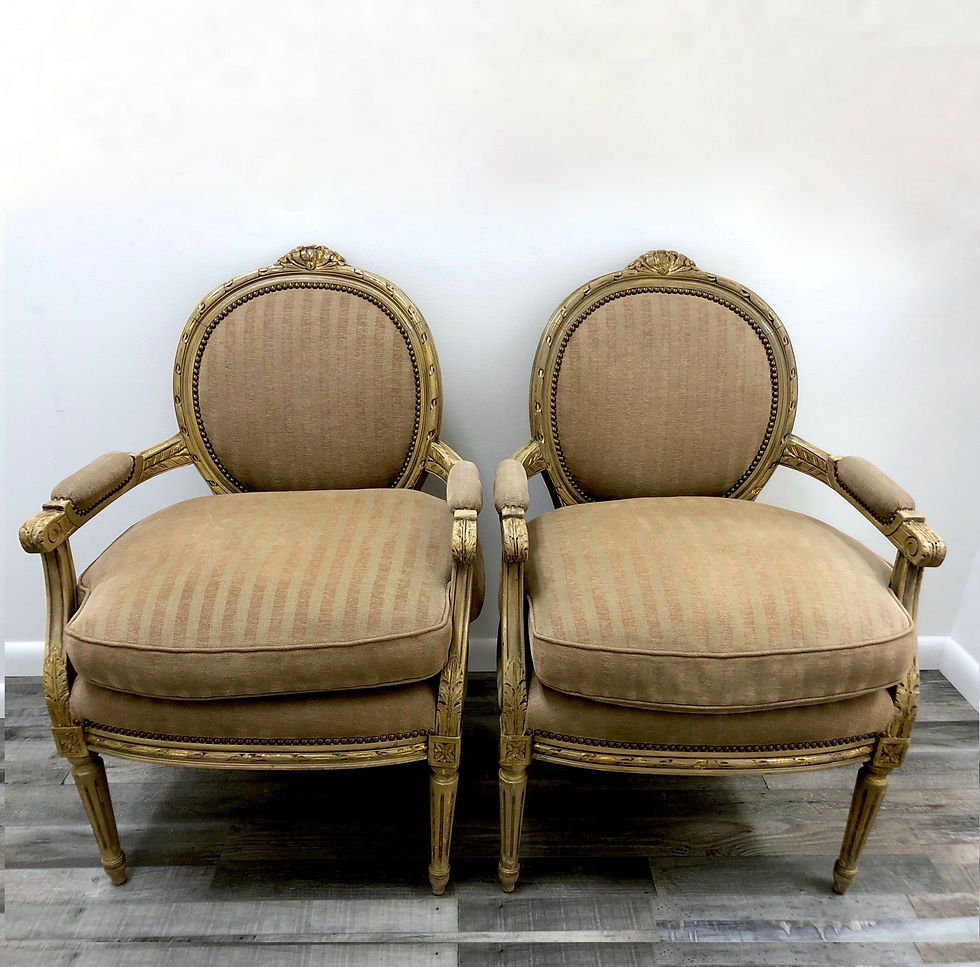 Thumbnail: SOLD: Louis XVI Armchairs or Fauteuils by William Switzer - a Pair