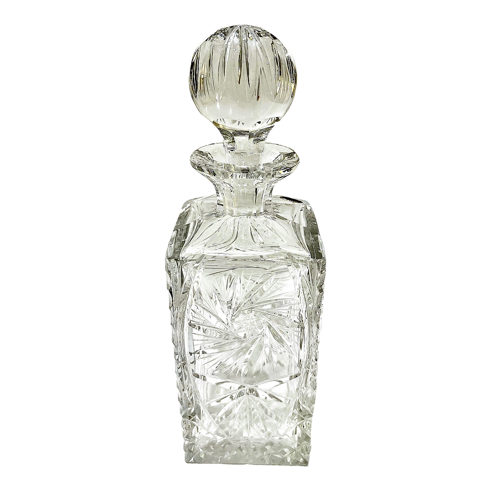 SOLD: Vintage Hand-Cut Lead Crystal Decanter with Ball Finial