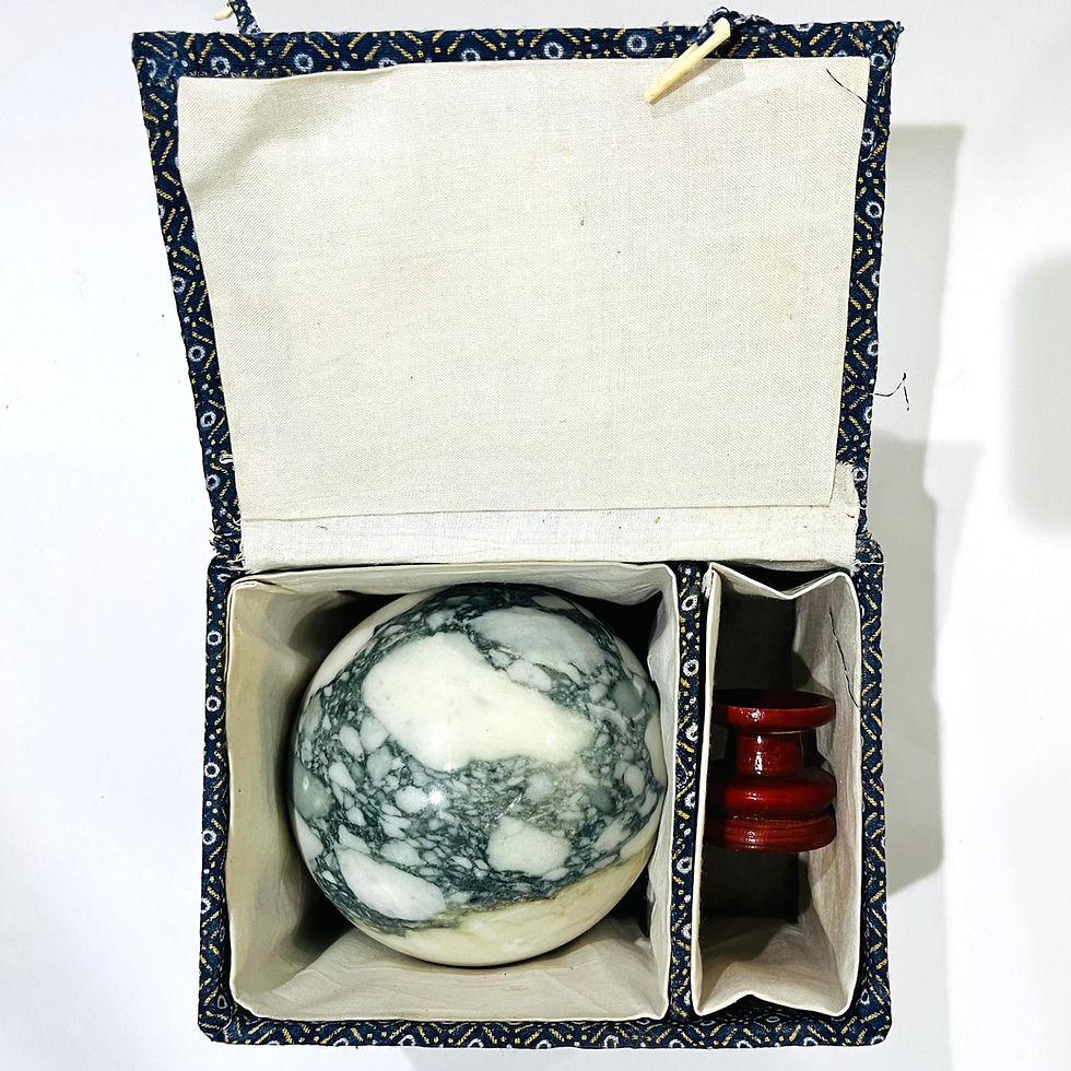 Thumbnail: Vintage Marble Sphere on Lacquered Turned Wood Stand