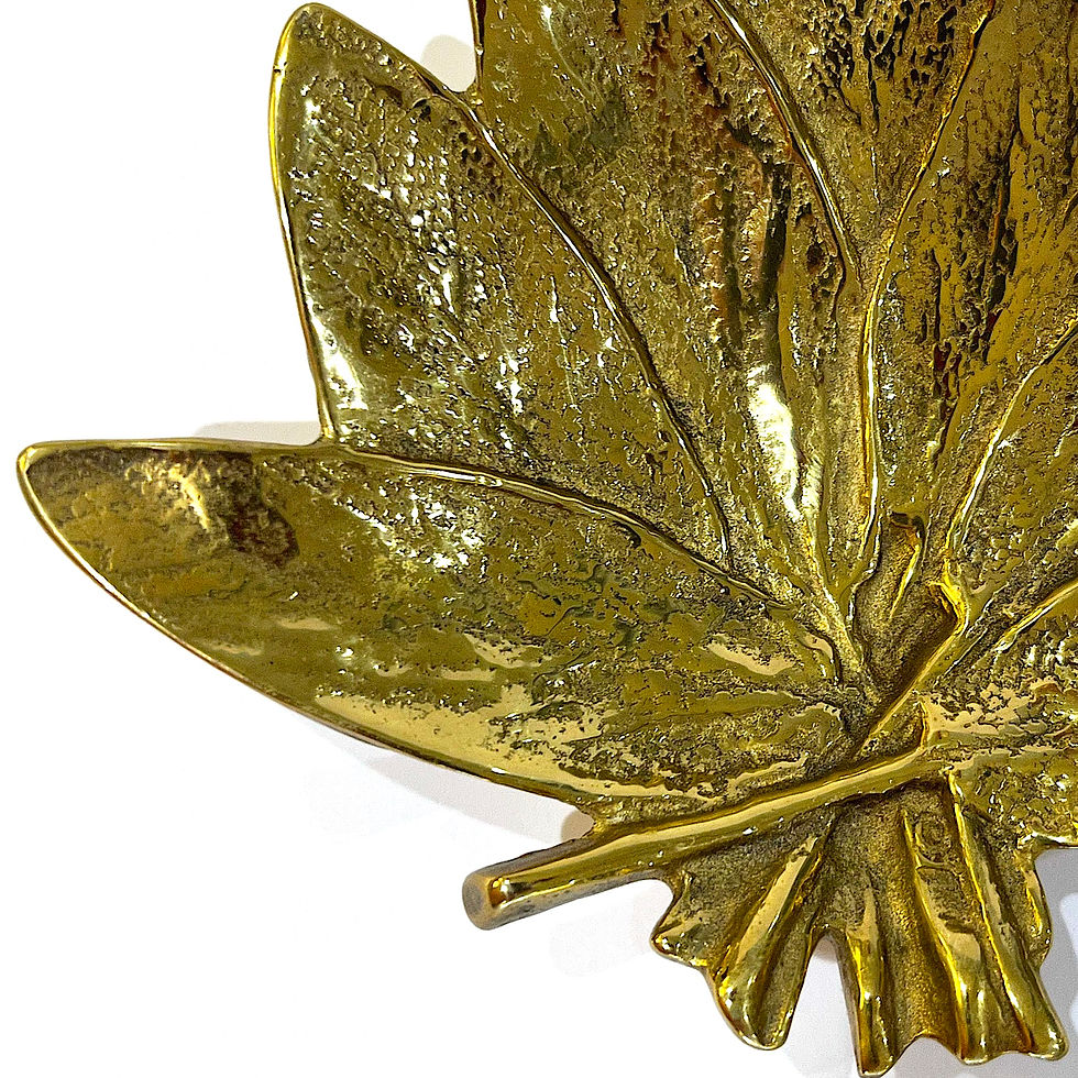 Thumbnail: SOLD: Virginia Metalcrafters 1950 Sage Leaf Solid Cast Brass Dish