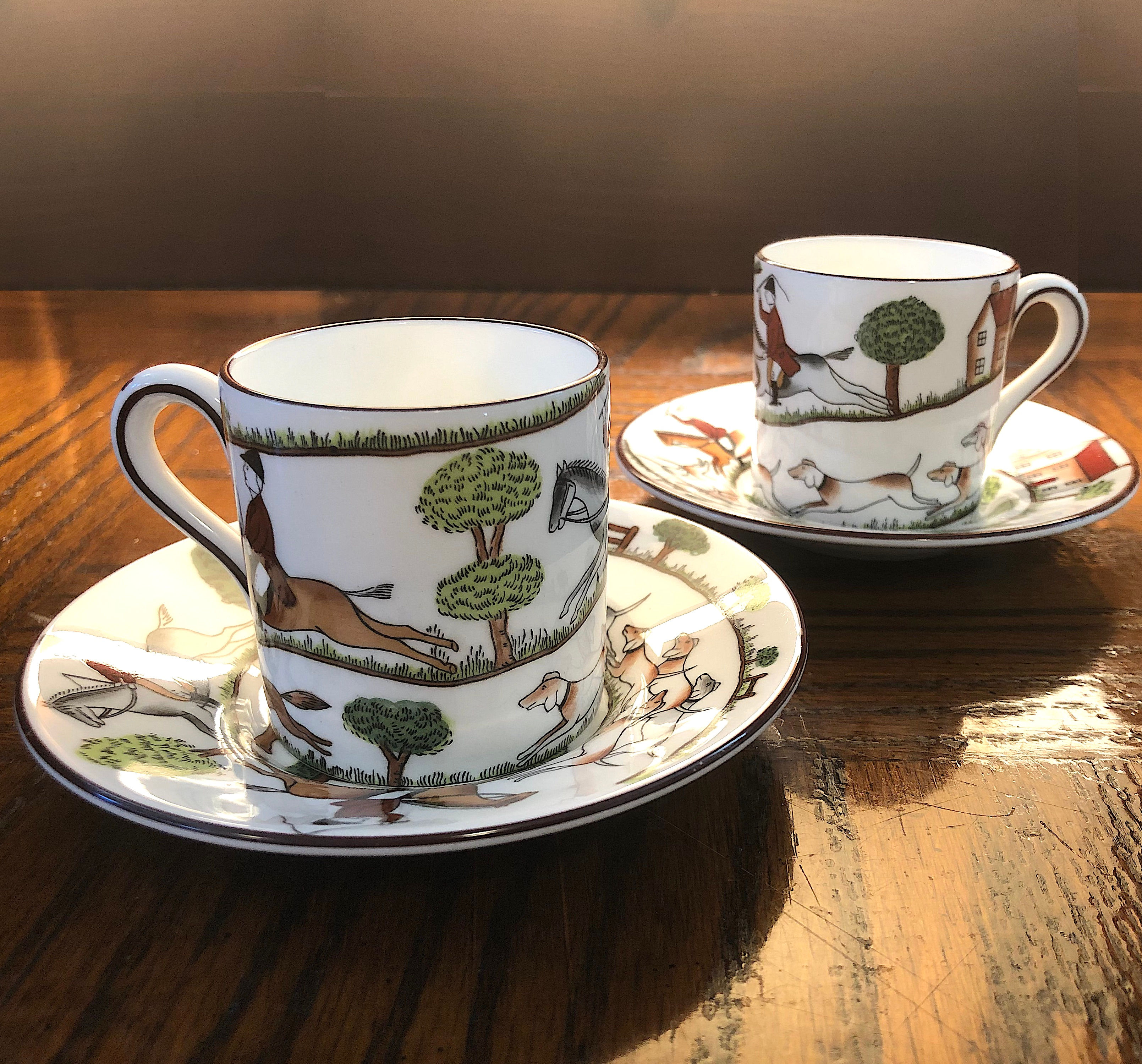 SOLD: Hunt Scene China Demitasse Sets - DOZEN